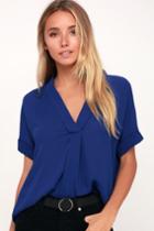 Rise To The Top Cobalt Blue Short Sleeve Top | Lulus