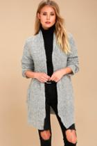 Lulus | Turning Leaves Grey Knit Cardigan Sweater | Size Large