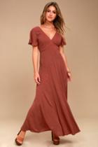 Lost + Wander | Lana Rust Red Maxi Dress | Size Large | 100% Rayon | Lulus