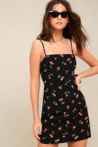 As If Black Cherry Print Mini Dress | Lulus