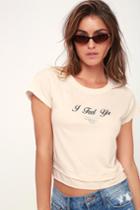 Mate The Label I Feel Ya Light Beige Cropped Tee | Lulus