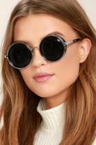 Perverse Madness Black And Silver Round Sunglasses