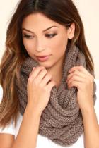 Lulus Cuddle Love Light Brown Knit Infinity Scarf