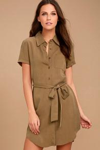 Lulus Self-starter Light Brown Shirt Dress