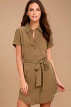 Lulus Self-starter Light Brown Shirt Dress