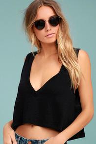 Free People Baring It Black Crop Top