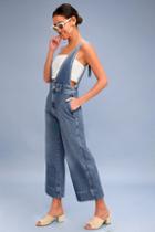 Free People A-line Light Wash Overalls | Lulus