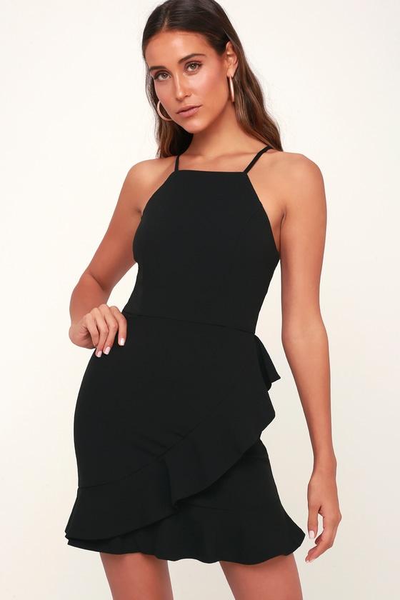 Great Things Black Ruffled Bodycon Dress | Lulus