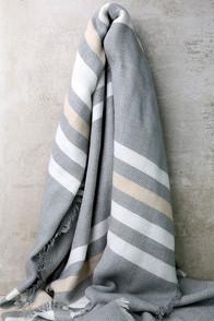 Lulus Beyond Love's Limits Grey Striped Scarf