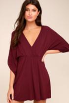 Lulus | Bewitching Burgundy Dress | Size Medium | Red