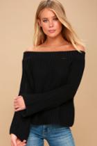 Lulus | Dialogue Black Off-the-shoulder Cropped Sweater