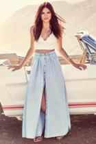 Eunina | Baez Blue Chambray Maxi Skirt | Size Medium | 100% Cotton | Lulus