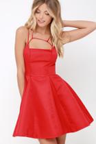Lulu*s Gift Of Rhyme Red Skater Dress