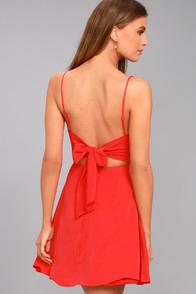Lulus Yours Forever Red Backless Skater Dress