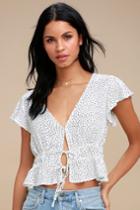 Hit The Spot White Polka Dot Top | Lulus