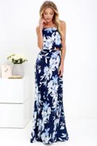 Love For Lanai Navy Blue Floral Print Two-piece Maxi Dress | Lulus