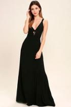Lush Play That Song Black Lace Maxi Dress