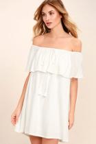 Lulus Melodic White Off-the-shoulder Shift Dress