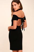 Lulus One For Me Black Off-the-shoulder Bodycon Dress