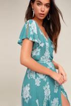 Heart Of Marigold Turquoise Floral Print Wrap Maxi Dress | Lulus