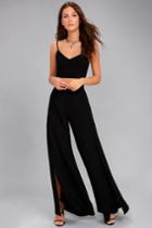 Lulus | Out Tonight Black Two-piece Jumpsuit | Size Large | 100% Polyester