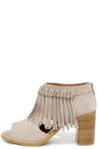 Sbicca Sbicca Hickory Beige Suede Leather Fringe Ankle Booties