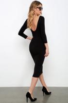 Lulus | True To You Black Midi Dress | Size Large