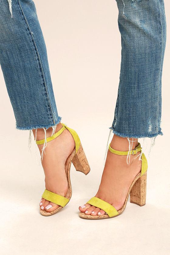 Steve Madden | Carson C Yellow Suede Leather Ankle Strap Heels | Size 9.5 | Lulus