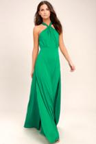 Lulus | Ever After Green Maxi Dress | Size Small | 100% Polyester