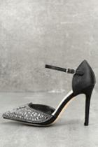 De Blossom | Adeline Black Rhinestone Ankle Strap Heels | Size 5.5 | Lulus