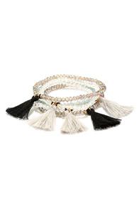 Lulu*s Opening Number Black And Grey Bracelet Set
