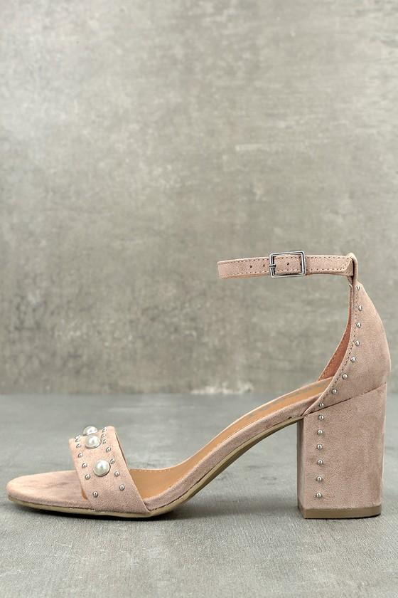 Report | Pascal Light Pink Suede Pearl Ankle Strap Heels | Size 6 | Vegan Friendly | Lulus