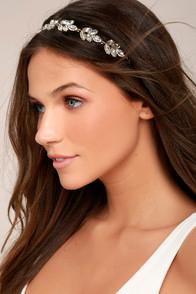 Lulus Go With Grace Cream And Gold Rhinestone Headband