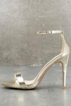 Qupid | All-star Cast Champagne Ankle Strap Heels | Size 5.5 | Gold | Vegan Friendly | Lulus