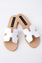 Steven Greece White Leather Slide Sandal Heels | Lulus