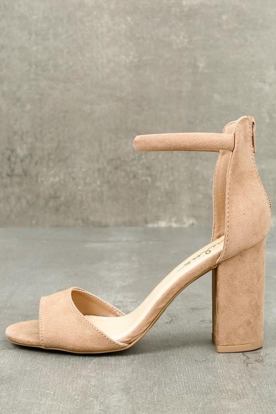 Sidecar Cutie Taupe Suede Ankle Strap Heels | Lulus