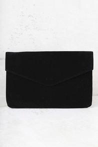 Lulus Daily To-do Black Velvet Clutch