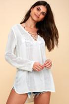 Billabong Same Story Off White Lace-up Cover-up | Lulus
