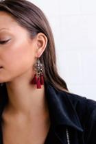 Eudora Gold And Burgundy Tassel Earrings | Lulus