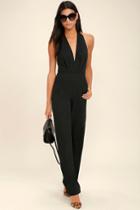 Lulus | Can't Hardly Wait Black Halter Jumpsuit | Size X-small | 100% Polyester