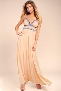 Lulus Giza Blush Pink Embroidered Maxi Dress