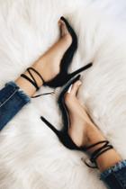 Liliana Ledah Black Suede Lace-up Heels | Lulus