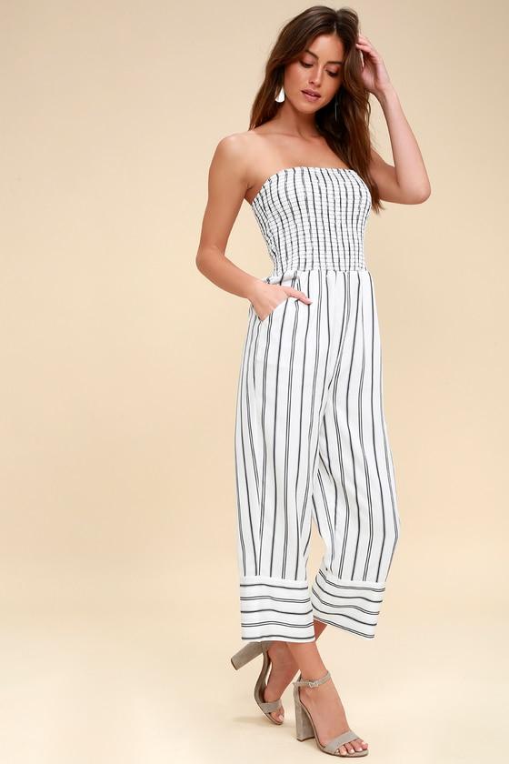 Ali & Jay Get In The Grove Black And White Striped Culotte Jumpsuit | Lulus