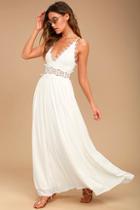 Lulus This Is Love White Lace Maxi Dress