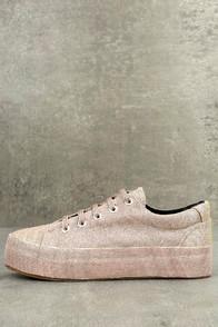 Qupid Payton Rose Gold Glitter Sneakers