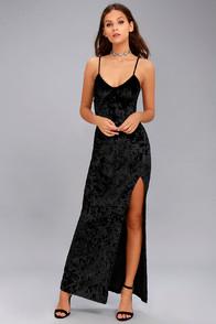 Lulus Supernatural Love Black Crushed Velvet Maxi Dress