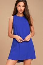 Lulus | Sassy Sweetheart Royal Blue Shift Dress | Size Large | 100% Rayon