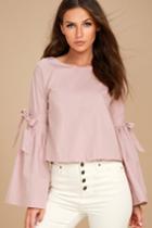 Free People | So Obviously Yours Blush Pink Long Sleeve Top | Size X-small | 100% Cotton | Lulus