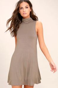 Lulus Carpe Diem Taupe Swing Dress