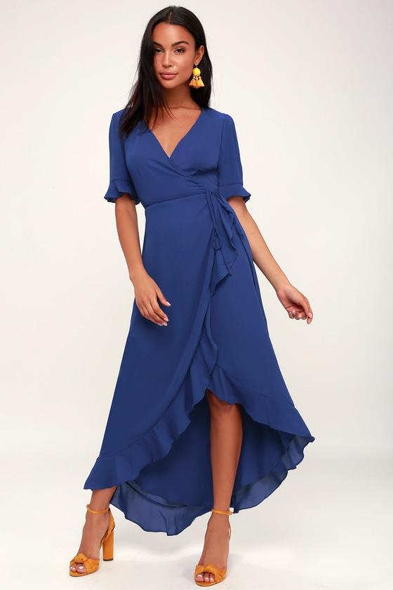 Wild Winds Royal Blue High-low Wrap Dress | Lulus